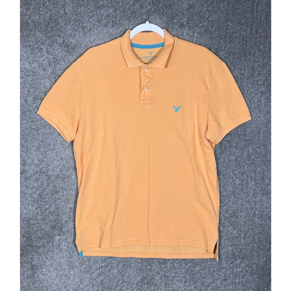 American Eagle AEO Classic Fit Polo Shirt Mens Size M Orange Knit Short Sleeve